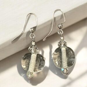 Handcrafted Glass Lampwork Bead Earrings | Clear And AB Glass Handmade Earrings